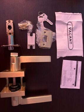 Brushed Gold Door Lever Lockset with Keys - Privacy Handle